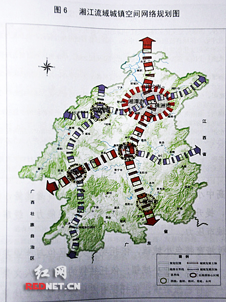 湘江流域城镇空间网络规划图